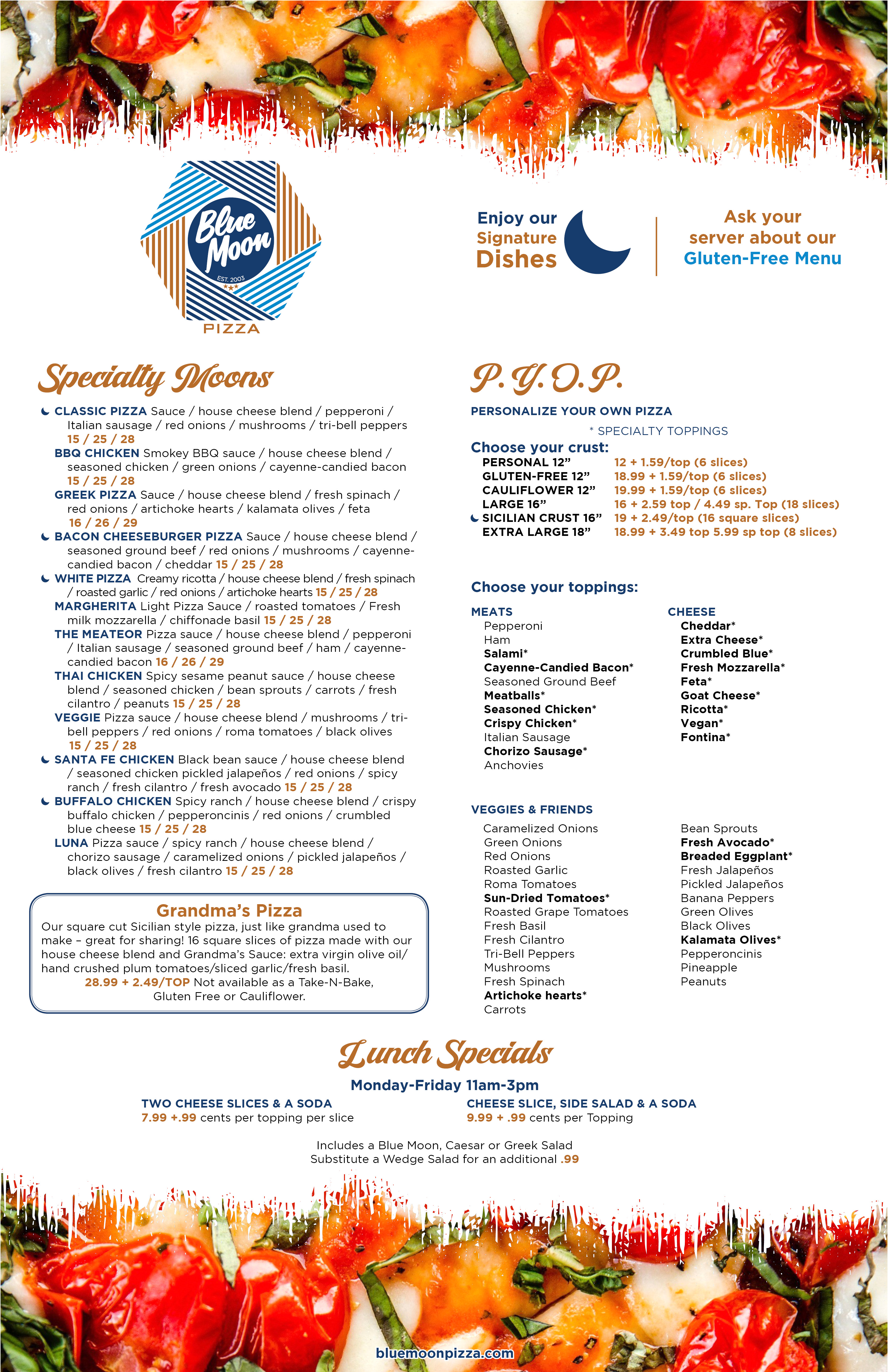 Menu Blue Moon F Joe A